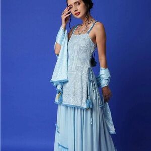 Monk & Mei blue Georgette lehenga kurta top